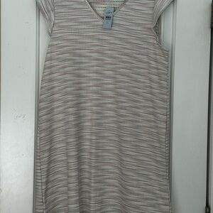 NWT LOFT Petite Large Rainbow Striped Flutter Sleeve Dress
